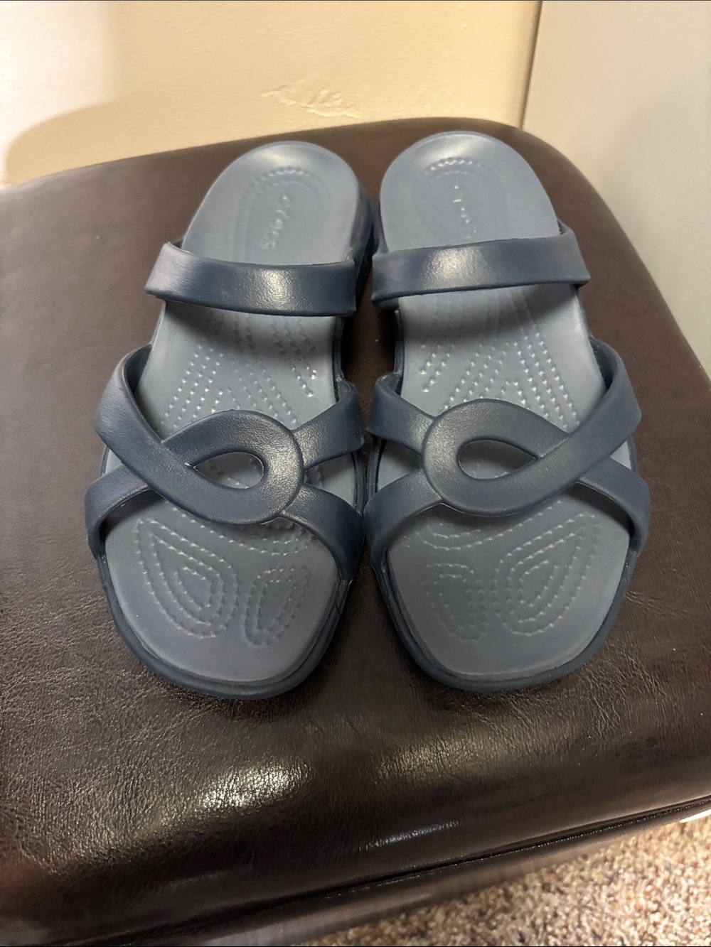 CROCS Women's Navy Blue Meleen Twist Slide Sandals